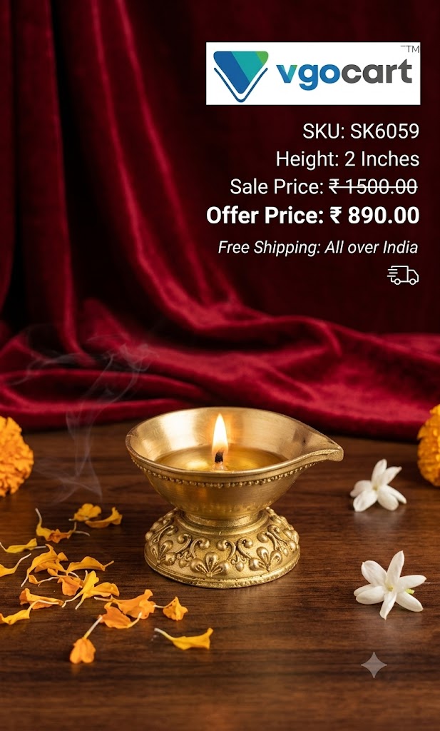 Premium Brass Fine Art Agal Vilakku | Traditional Single-Wick Deepam for Pooja, Vastu & Festivities