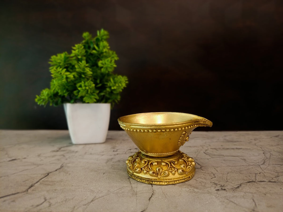 Premium Brass Fine Art Agal Vilakku | Traditional Single-Wick Deepam for Pooja, Vastu & Festivities