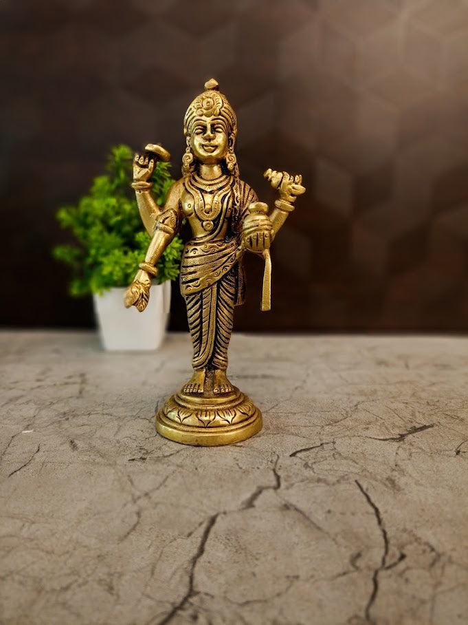 Handcrafted Brass Lord Dhanvantari Idol | Divine Physician of Ayurveda & Vastu Statue