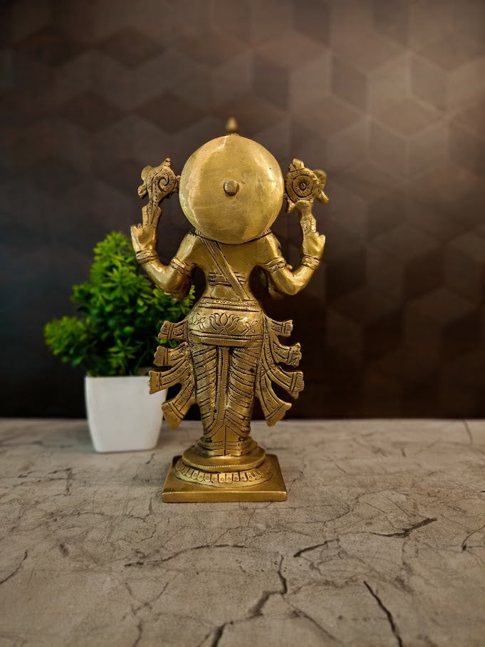Premium Brass Lord Dhanvantari on Square Base | Divine Ayurveda Deity for Vastu & Holistic Health