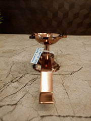 Rose Gold Finish Brass Aarti Diya | Handheld Star-Shaped Dhoop Holder for Vastu & Daily Pooja