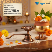 Rose Gold Finish Brass Aarti Diya | Handheld Star-Shaped Dhoop Holder for Vastu & Daily Pooja