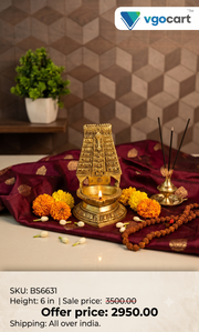 Premium Brass Thiruchendur Diya | Sacred Lord Murugan Temple Oil Lamp for Pooja & Vastu