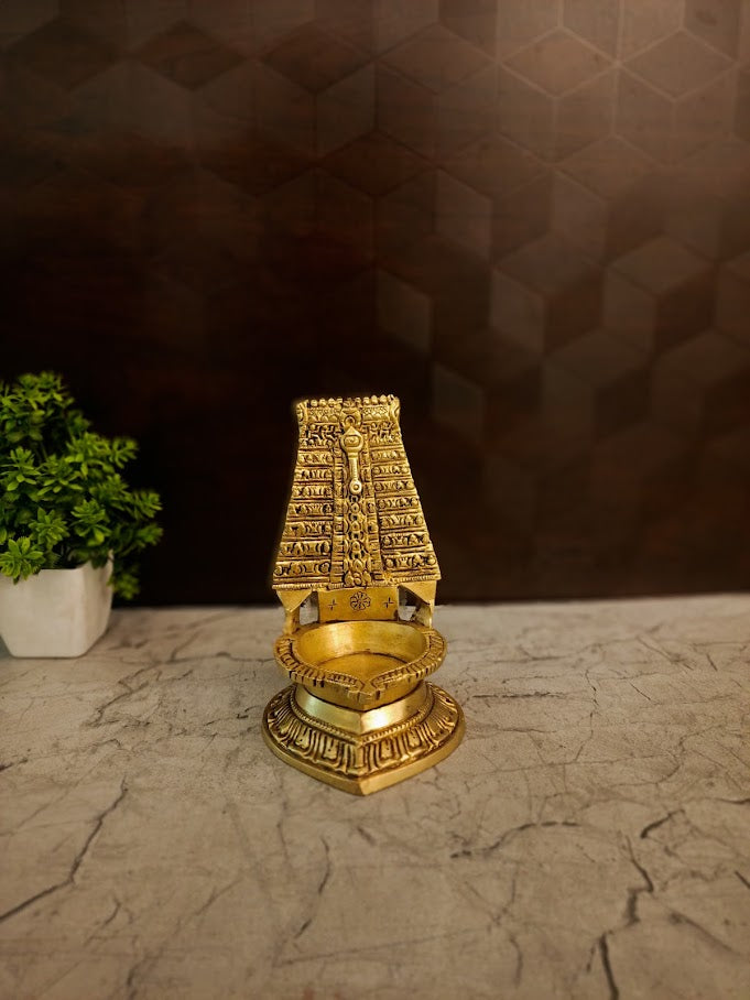 Premium Brass Thiruchendur Diya | Sacred Lord Murugan Temple Oil Lamp for Pooja & Vastu