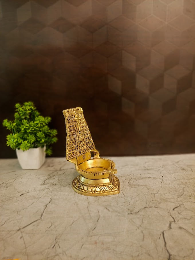 Premium Brass Thiruchendur Diya | Sacred Lord Murugan Temple Oil Lamp for Pooja & Vastu