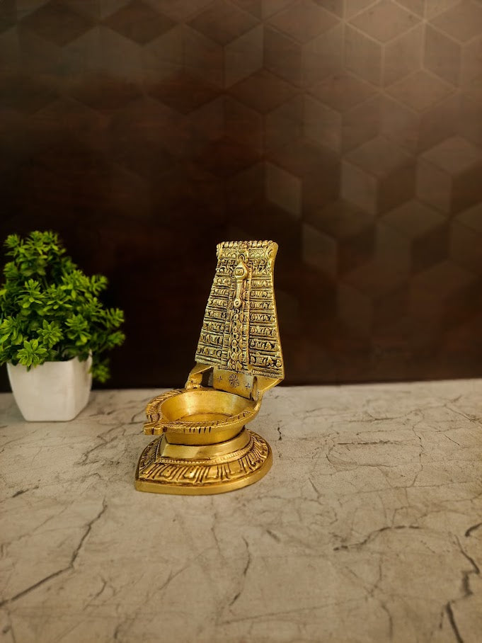 Premium Brass Thiruchendur Diya | Sacred Lord Murugan Temple Oil Lamp for Pooja & Vastu