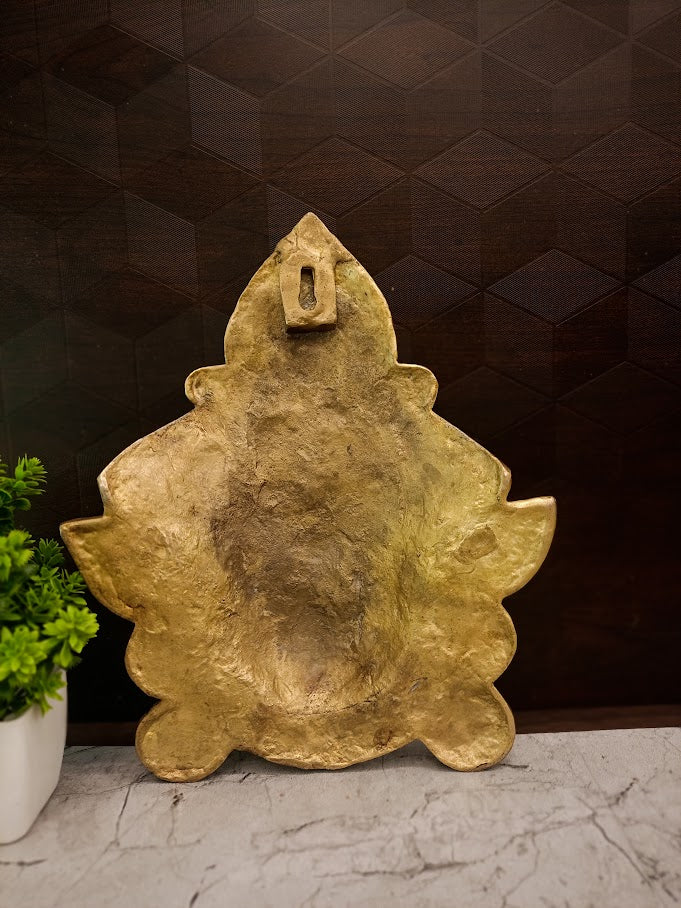 Divine Brass Durgai Amman Face Wall Hanging | Antique Durga Mata Mask for Vastu & South Indian Entryway Decor