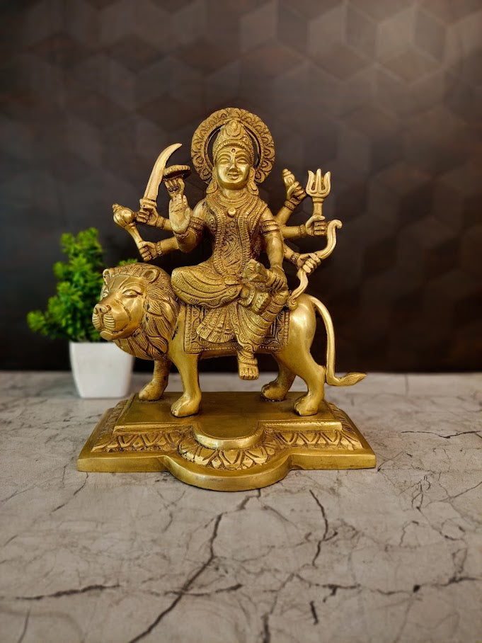 Premium Brass Durgai Amman Idol | Fierce Goddess Durga Statue for Vastu Protection & Divine Victory