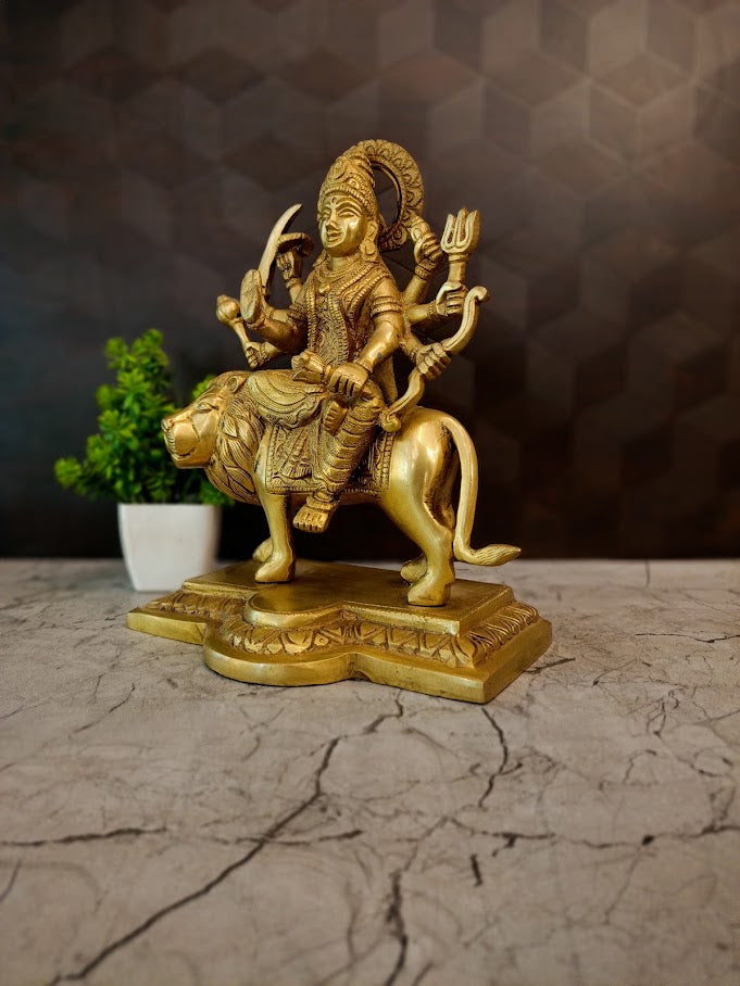 Premium Brass Durgai Amman Idol | Fierce Goddess Durga Statue for Vastu Protection & Divine Victory