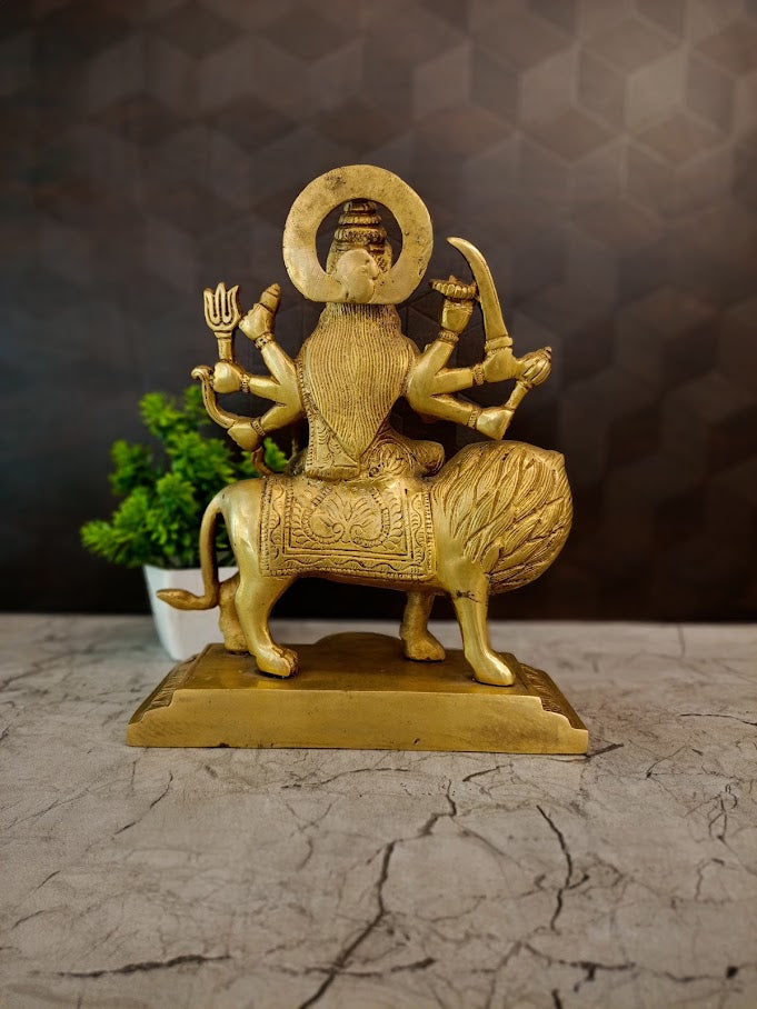 Premium Brass Durgai Amman Idol | Fierce Goddess Durga Statue for Vastu Protection & Divine Victory