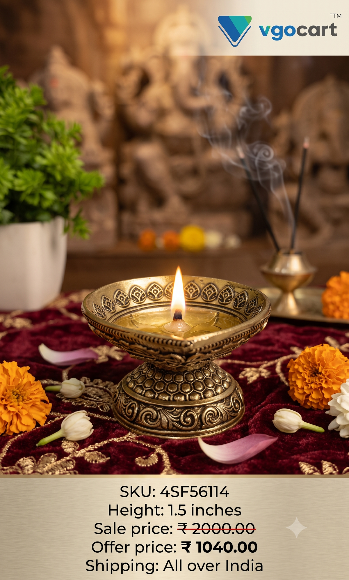 Premium Fine Art Brass Agal Diya | Traditional Karthigai Vilakku for Vastu & Luxury Festive Decor