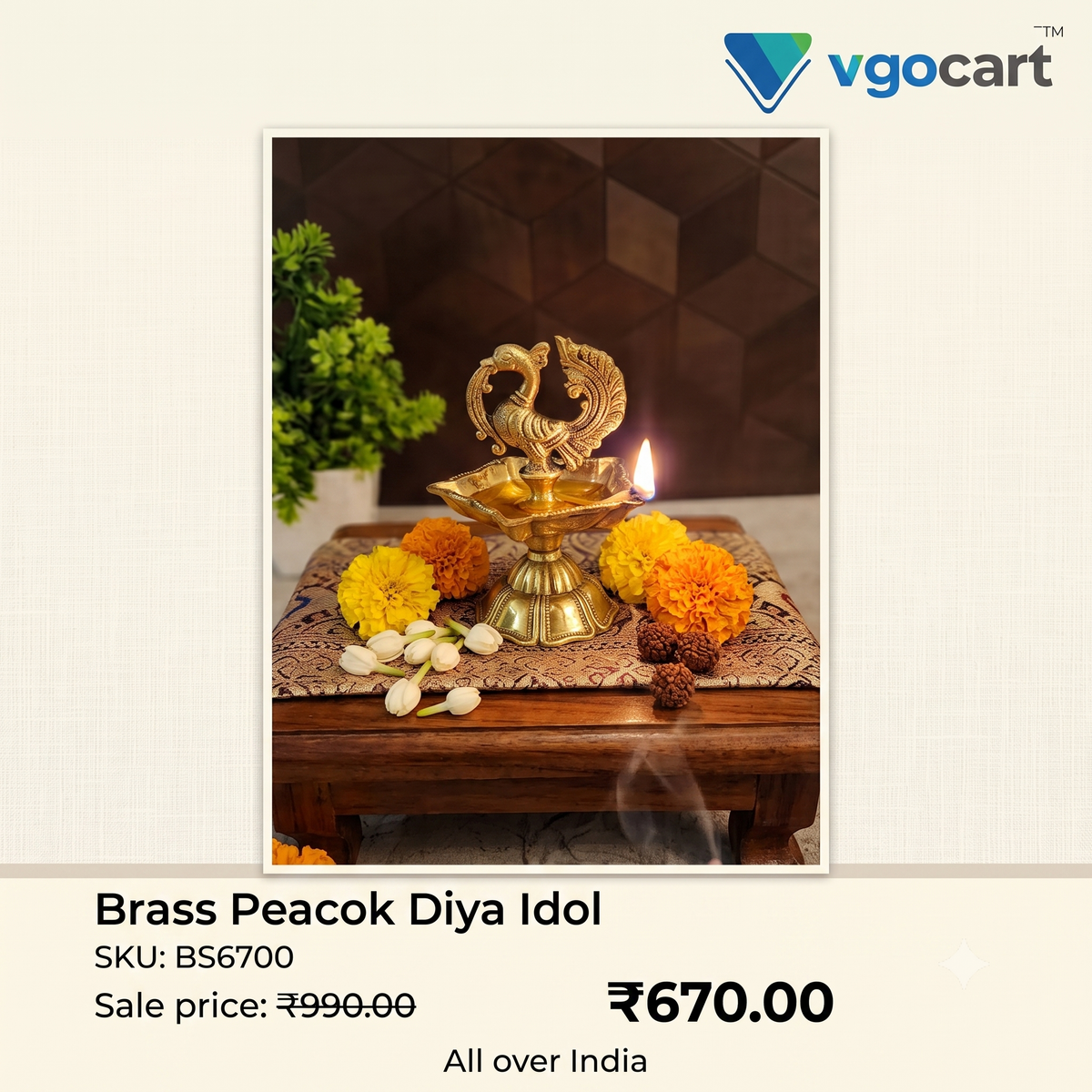 Small Premium Brass Fine Art Annam Diya | Mythological Swan Oil Lamp for Pooja & Vastu