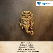 Premium Brass Fine Art Ganesha Face Wall Mount | Majestic Ganapati Mask for Vastu & Main Door Protection