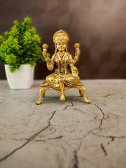 Handcrafted Brass Lakshmi Statue on Stand | Goddess Mahalakshmi Idol for Wealth & Vastu