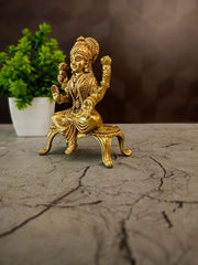 Handcrafted Brass Lakshmi Statue on Stand | Goddess Mahalakshmi Idol for Wealth & Vastu