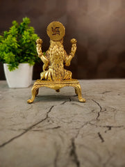 Handcrafted Brass Lakshmi Statue on Stand | Goddess Mahalakshmi Idol for Wealth & Vastu