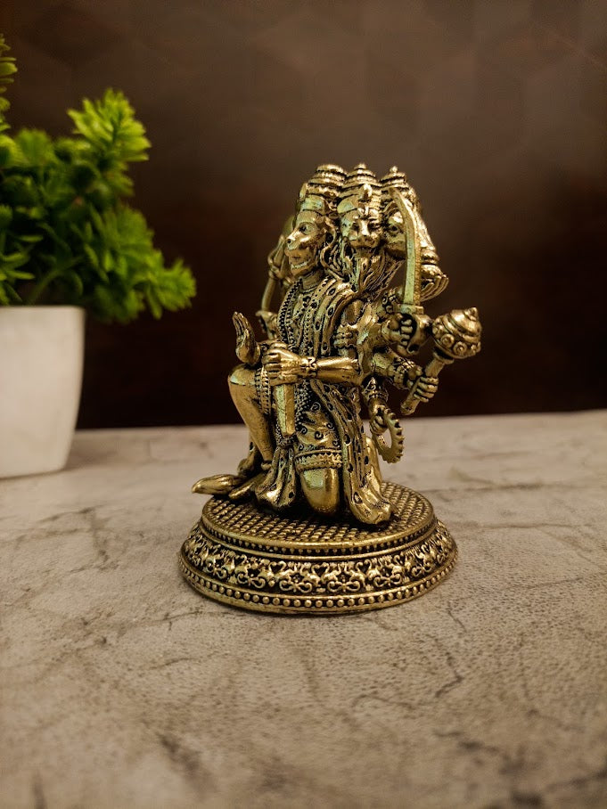 Buy Premium Antique Brass Fine Art Panchamuga Hanuman Idol For Vastu Shield And Home Decor