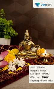 Brass Fine Art Shivan Idol | Miniature Meditating Shiva Statue for Pooja, Vastu & Car Dashboard
