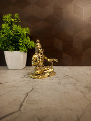 Brass Fine Art Shivan Idol | Miniature Meditating Shiva Statue for Pooja, Vastu & Car Dashboard