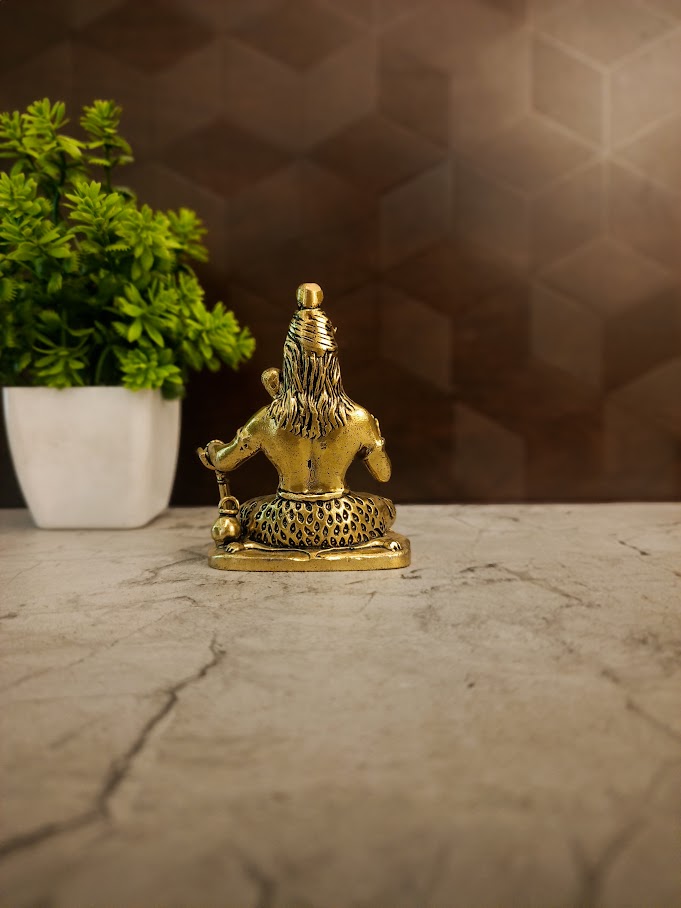 Brass Fine Art Shivan Idol | Miniature Meditating Shiva Statue for Pooja, Vastu & Car Dashboard