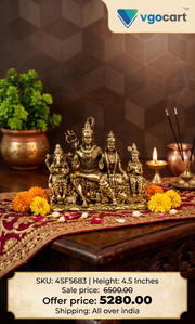 Premium Brass Fine Art Shivan Family Idol | Majestic Shiva Parivar Statue for Pooja & Vastu