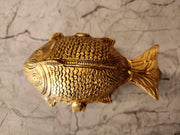 Premium Brass Matsya Kumkum Chimil | Authentic Dual-Compartment Fish Sindoor Box for Vastu & Heritage Devotion