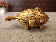 Premium Brass Matsya Kumkum Chimil | Authentic Dual-Compartment Fish Sindoor Box for Vastu & Heritage Devotion