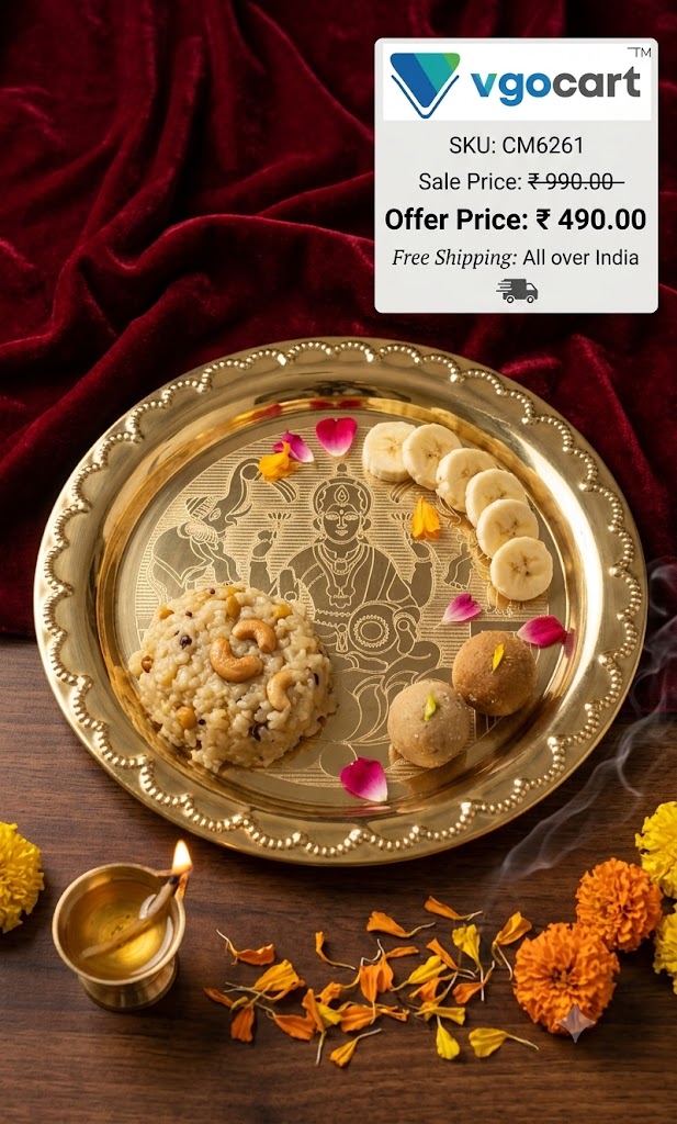 Premium Brass Lakshmi Pooja Thali | Sacred Goddess of Wealth Thamboolam Plate for Vastu & Prosperity