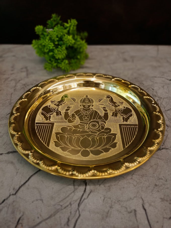 Premium Brass Lakshmi Pooja Thali | Sacred Goddess of Wealth Thamboolam Plate for Vastu & Prosperity