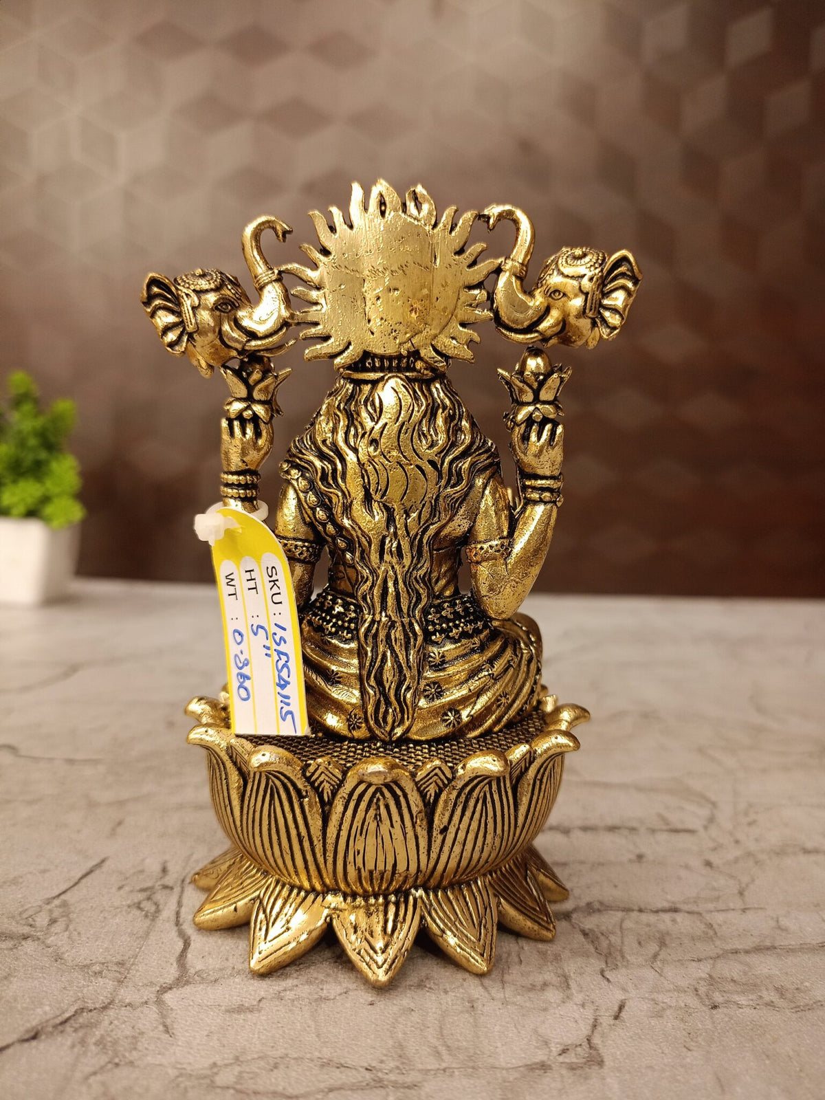 Premium Brass Fine Art Gajalakshmi Statue | Antique Goddess Lakshmi with Elephants for Vastu & Sacred Mandir Decor (India)