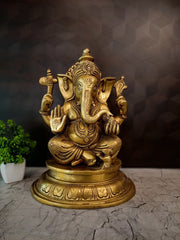 Premium Authentic Brass Ganesha Idol | Traditional Pillaiyar Statue for Vastu, Success & Home Mandir
