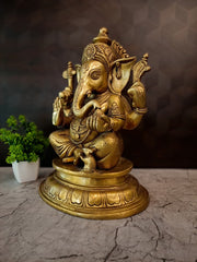 Premium Authentic Brass Ganesha Idol | Traditional Pillaiyar Statue for Vastu, Success & Home Mandir