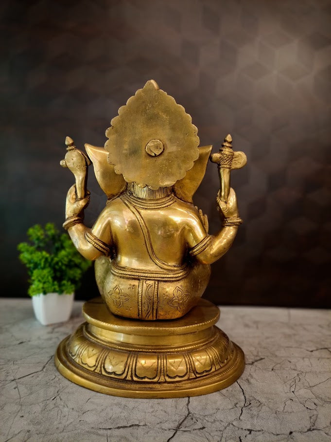 Premium Authentic Brass Ganesha Idol | Traditional Pillaiyar Statue for Vastu, Success & Home Mandir