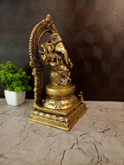 Premium Fine Art Brass Ganesha with Majestic Thiruvachi | Exclusive Prabhavali Ganapati for Vastu & Temple-Grade Decor