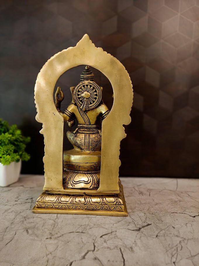 Premium Fine Art Brass Ganesha with Majestic Thiruvachi | Exclusive Prabhavali Ganapati for Vastu & Temple-Grade Decor