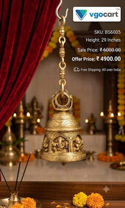 Premium Brass Ganesha Hanging Bell | Antique Vastu Temple Chime for Entryway & Mandir Decor (India)