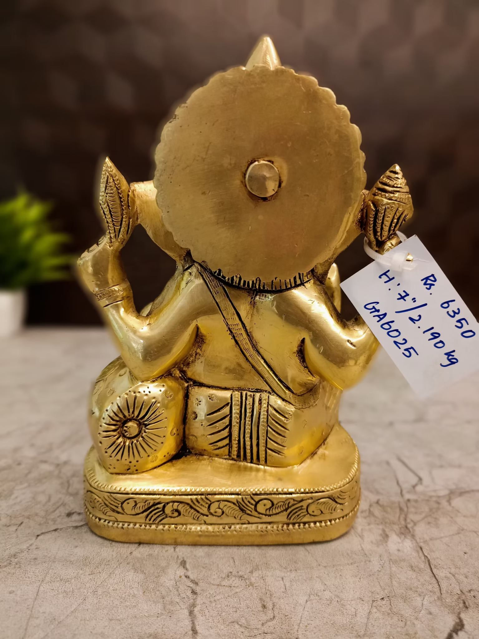 Divine Antique Brass Ganesha – Traditional Temple Artistry - 7 Inch Pooja Decor