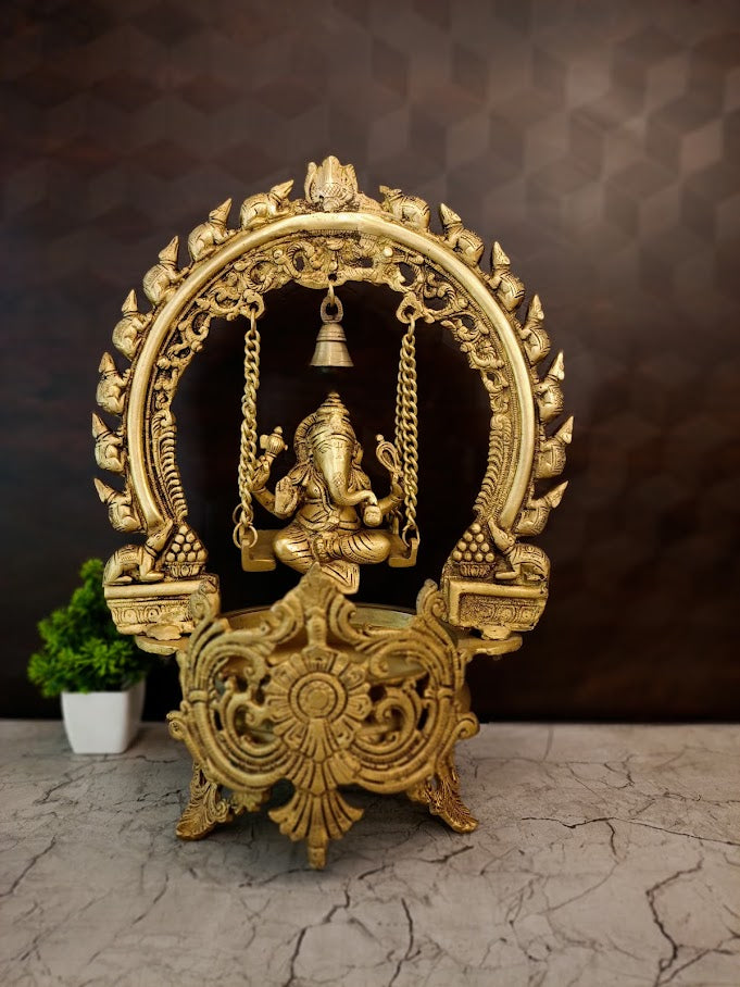 Premium Brass Unique Ganesha Uruli | Exclusive Vastu Water Bowl Showpiece for Luxury Entryways