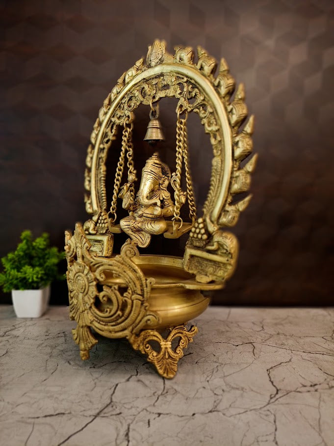 Premium Brass Unique Ganesha Uruli | Exclusive Vastu Water Bowl Showpiece for Luxury Entryways