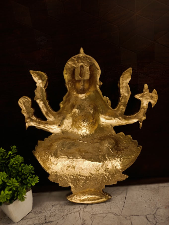 Divine Brass Chaturbhuja Ganesha on Lotus Wall Mount | Antique Vastu Vinayagar for Entryway & Mandir Decor