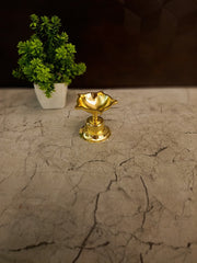 Premium Brass Polished Gold Diya | Radiant Traditional Oil Lamp for Pooja & Vastu