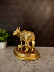 Premium Brass Kamadhenu Gomatha with Multi Gods | Sacred Cow & Calf Idol for Vastu & Complete Divine Blessings