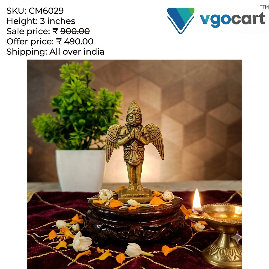 Premium Brass Garudan Statue | Majestic Vishnu Vahana Idol for Vastu Protection & Swift Success