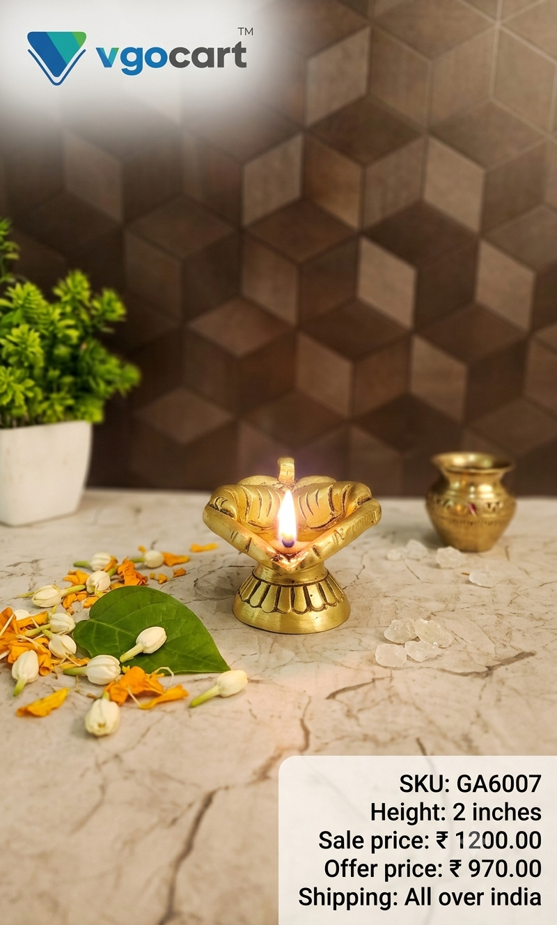 Premium Brass Two-Hand Aarti Deepam