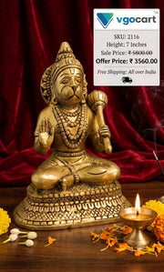 Exquisite Handcrafted Brass Anjaneyar Statue For Home Temple Vastu Worship And Divine Hanuman Puja Decor
