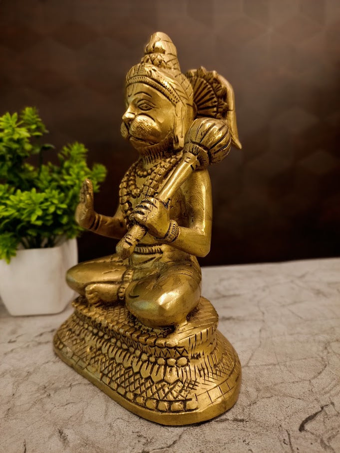 Exquisite Handcrafted Brass Anjaneyar Statue For Home Temple Vastu Worship And Divine Hanuman Puja Decor
