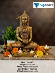 Premium Brass Meditating Hanuman Idol | Serene Dhyana Anjaneya Statue for Vastu & Inner Strength
