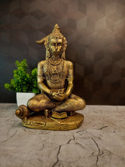 Premium Brass Meditating Hanuman Idol | Serene Dhyana Anjaneya Statue for Vastu & Inner Strength