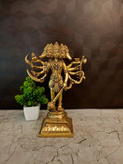 Premium Brass Panchamuga Hanuman Idol | Five-Faced Panchamukhi Anjaneya Statue for Vastu & Supreme Protection