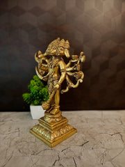 Premium Brass Panchamuga Hanuman Idol | Five-Faced Panchamukhi Anjaneya Statue for Vastu & Supreme Protection